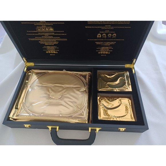 24K Gold Luxury Gift 17pc Deluxe Set-Face Masks, Eye Masks, Gold Leaf - Picture 2 of 6